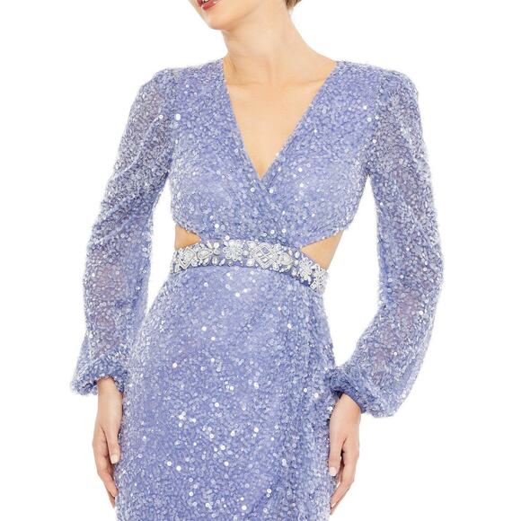Mac Duggal Sequin Cut Out Slit Beaded Embellish Dress Gown Prom Style #5745 - Picture 1 of 3